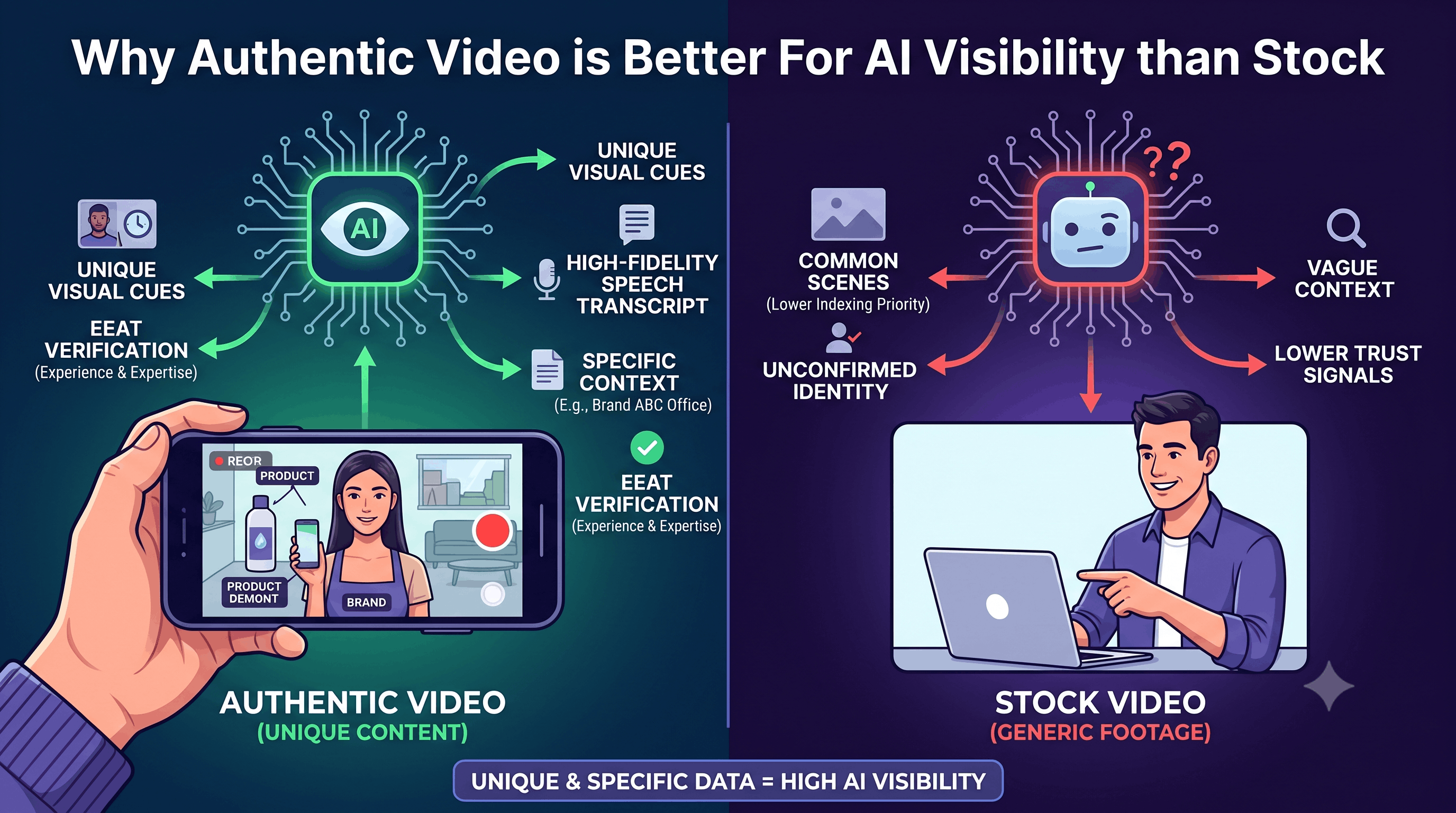 Why Authentic Video is Better For AI Visibility than Stock