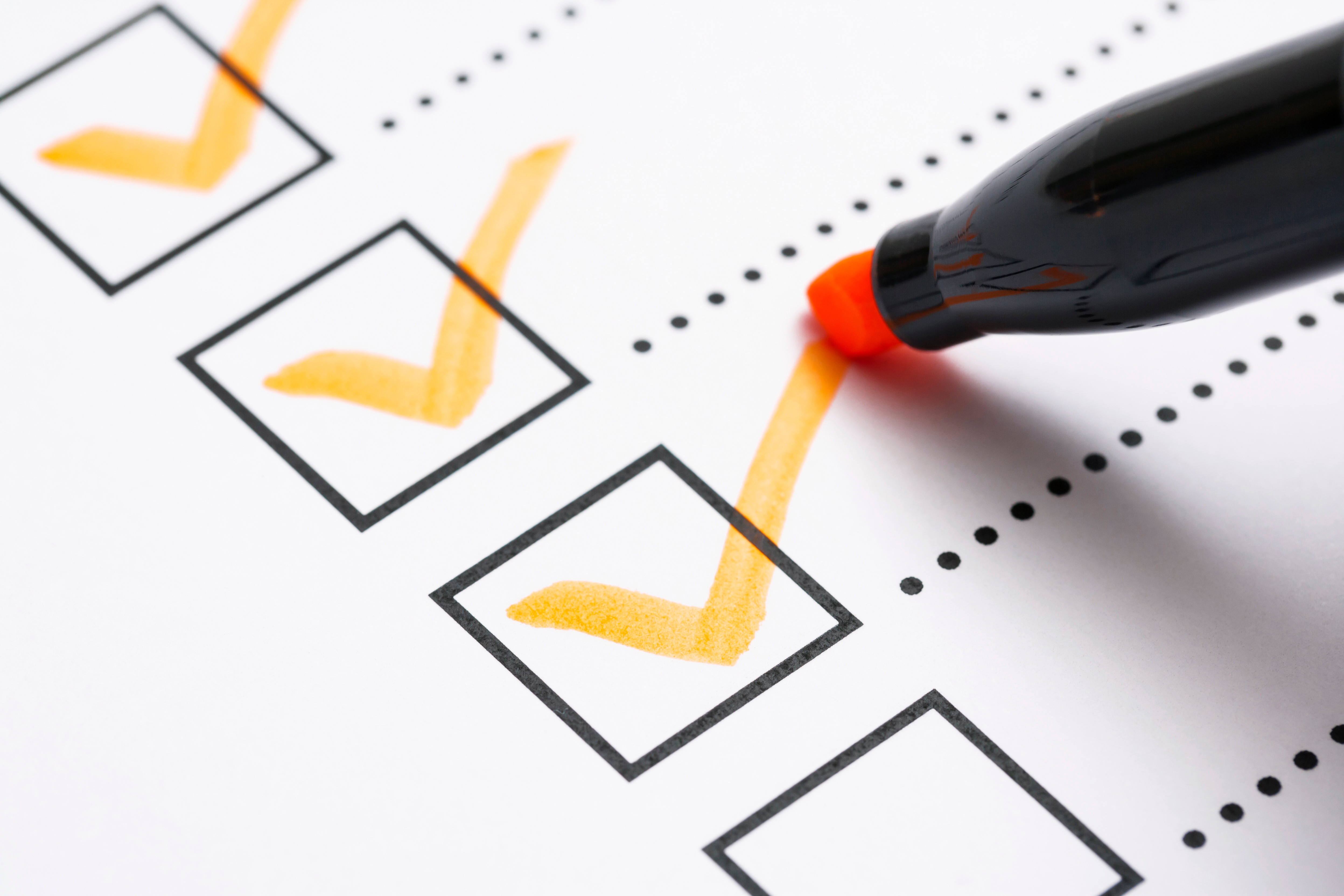 Checklist with a marker