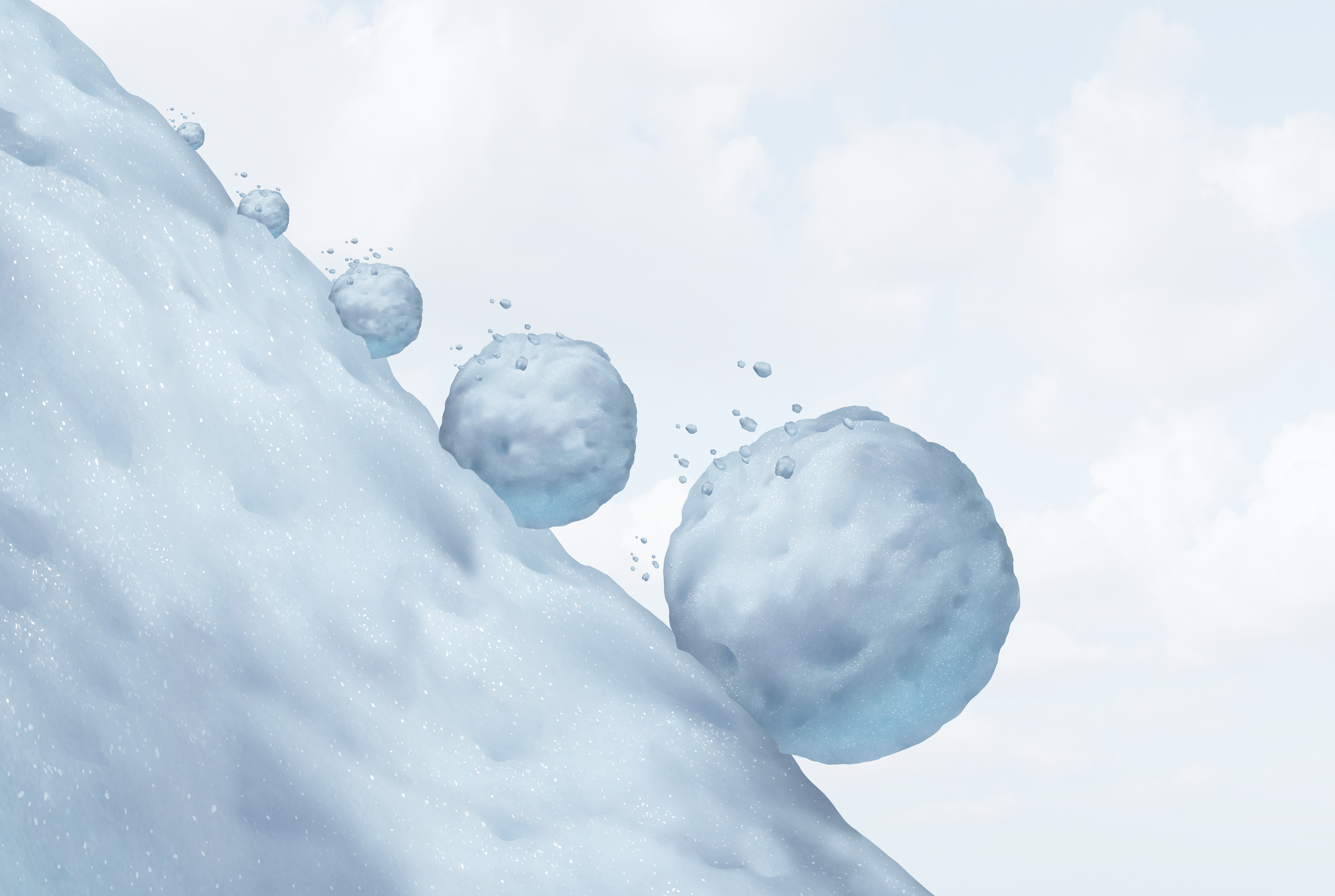 A snowball growing into a larger snowball